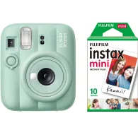 Fujifilm Instax Mini 13 instanta kamera lagoon green krāsā ar iebūvēto zibspuldzi un taimeri, kopā ar 10 lapu Fujifilm Instax Mini filmu paketi.Fujifilm Instax Mini 13 instanta kamera lagoon green krāsā ar iebūvēto zibspuldzi un taimeri, kopā ar 10 lapu Fujifilm Instax Mini filmu paketi.