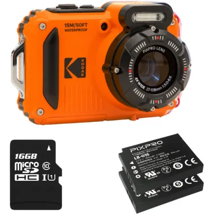 Kodak PixPro WPZ2 Waterproof Rugged Camera Bundle, Orange