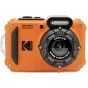 Оранжевый компактный фотоаппарат Kodak PixPro WPZ2 с водонепроницаемостью до 15 м/50 футов, 4× оптический зум, встроенная вспышка и прочный оранжевый корпус, фронтальный вид с логотипом KODAK и деталями объектива.