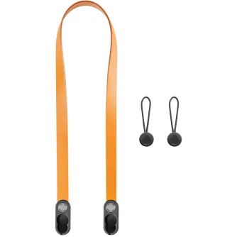 Ambera Peak Design Form Leather Neck kameras siksna ar zema profila ātrajiem savienotājiem un diviem melniem Anchor Link aksesuāriem