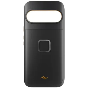 Melns Peak Design GNAR korpuss Google Pixel 10 Pro XL, aizmugurē ar taisnstūra kameras logu, kvadrātveida pogu un dzelteno Peak Design logo apakšā.
