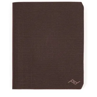 Peak Design Passport Wallet eclipse, tumši brūns teksturēts maks ar minimālistisku logo, ultra-plāns ceļojumu maks