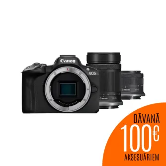 Bezspoguļa kameras - Canon EOS R50 + RF-S 18-45mm F4.5-6.3 IS STM + RF-S 55-210mm F5-7.1 IS STM - ātri pasūtīt no ražotāja Profesionāļu labākā izvēle