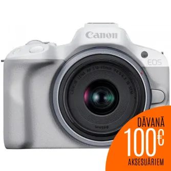 Bezspoguļa kameras - Canon EOS R50 + RF-S 18-45mm F4.5-6.3 IS STM (White) - быстрый заказ от производителя
