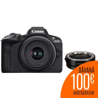Беззеркальные камеры - Canon EOS R50 Mirrorless Camera with RF-S 18-45mm Lens + Mount Adapter EF-EOS R - быстрый заказ от производителя