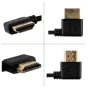 HDMI-кабель MITOYA 50 см с углом, спиральный, золотые разъёмы, чёрный корпус с маркировкой 8K, представленный в четырёх детальных видах, подчёркивающих угловой дизайн и прочный PVC покрытие