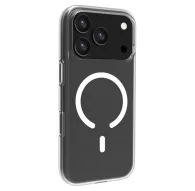 Caurskatā Roobix Clarion MagSafe kāse iPhone 17 Pro, parādot melnu aizmuguri, trīs kameru moduli un baltu MagSafe gredzenu drošai bezvadu uzlādei.Caurskatā Roobix Clarion MagSafe kāse iPhone 17 Pro, parādot melnu aizmuguri, trīs kameru moduli un baltu MagSafe gredzenu drošai bezvadu uzlādei.