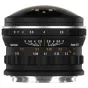 AstrHori 6mm f/2.8 full-frame circular fisheye lens for Nikon Z, front view showing the matte black dome, focus distance scale in meters and feet, aperture ring with f/2.8 to f/16 markings, and metal mount.