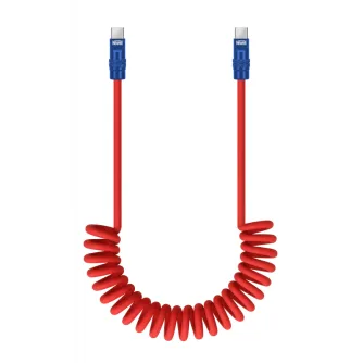 Newell USB-C - USB-C 100 W cable, 2 m, Silicone, Spiral, Red-Navy Blue