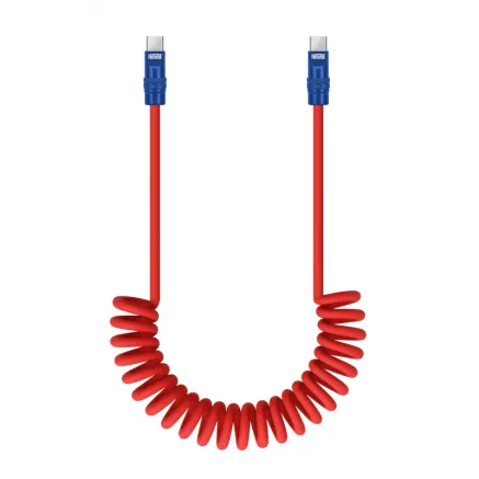 Newell USB-C - USB-C 100 W cable, 2 m, Silicone, Spiral, Red-Navy Blue