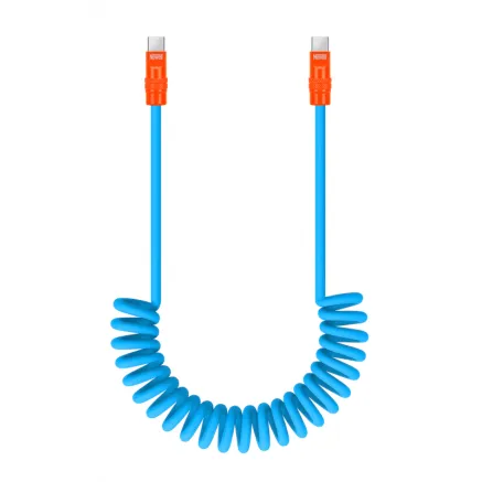 Newell USB-C - USB-C 100 W cable, 2 m, Silicone, Spiral, Blue-Orange