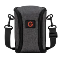 Grey GGS L1 lens pouch with black zipper trim, red G logo, and adjustable shoulder straps for versatile carrying.Grey GGS L1 lens pouch with black zipper trim, red G logo, and adjustable shoulder straps for versatile carrying.