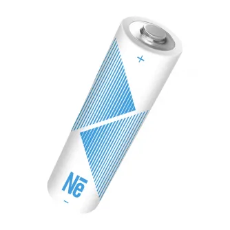 Newell Li‑ion AA rechargeable battery 2200 mAh, white body with blue diagonal stripes, plus and minus signs, shown as a single unit