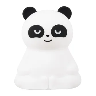 Redleaf Silly Panda silicone LED lamp, white panda-shaped night light with black ears and eye patches, soft glow, rechargeable battery, remote control included