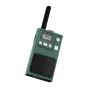 Green Redleaf W1A walkie-talkie with black antenna, LCD screen showing channel 88, PTT and VOX buttons, speaker grille and robust design