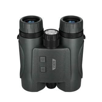 Sirui Sportich B1042B-MD-GN 10x42 binoculars with laser rangefinder, waterproof rubberized body, front view showing dual eyepieces, central focus wheel, and control buttons.
