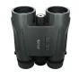 Sirui green 10x42 binoculars with integrated laser rangefinder, front view showing objective lenses, central focus wheel, and M and power buttons