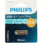 Philips Moon 128 GB USB 3.1 zibatmiņa, redzama iepakojumā, ar alumīnija korpusu un atslēgu cilpu, augstas ātruma saskarne.