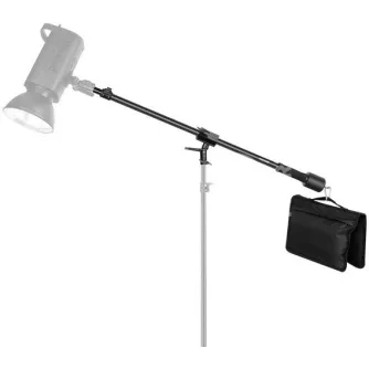 Neewer 90-160 cm regulējams tripod boom arms ar pievienotu gaismas galvu, 180° rotācija, alumīnija konstrukcija, 5 kg slodzes kapacitāte, tukšs smilšu maisiņš balansēšanai