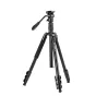 Fotopro A4i video tripod with MH-2A fluid head, lightweight aluminum, quick flip locks, and monopod conversion, black finish, fully assembled