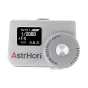 Sudraba AstrHori AH-M1 gaismas mērītājs ar OLED ekrānu, kas rāda EV15.1, 1/2000 s, F4, un lielu regulēšanas disku ar www.AstrHori.com