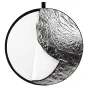 MITOYA 5‑in‑1 round reflector, 80 cm, white diffuser and silver reflective side with black border