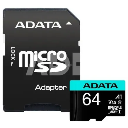 ADATA Premier Pro UHS-I U3 V30S 64 GB, MicroSDXC, Flash memory class 10, Adapter