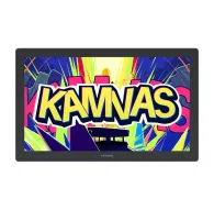 Графический планшет Huion Kamvas 22 Gen 3 21,5‑дюймовый спереди, на экране яркий комикс‑стиль с крупным жёлтым текстом "KAMNAS" и яркими лучами, бренд "HLION" на нижней рамке.Графический планшет Huion Kamvas 22 Gen 3 21,5‑дюймовый спереди, на экране яркий комикс‑стиль с крупным жёлтым текстом "KAMNAS" и яркими лучами, бренд "HLION" на нижней рамке.