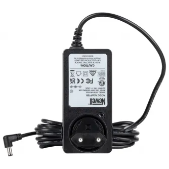 AC адаптер Newell 19 В / 3,42 А для LED ламп с DC разъемом 5,5/2,1 мм, черный корпус, свернутый кабель, белый фон