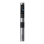 FNIRSI HS-02A 100W soldering iron with a stainless steel shaft, black textured grip, 0.96-inch color display, and control buttons