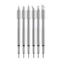 FNIRSI HS-02A 100W soldering iron tip set with six interchangeable stainless steel tips displayed in a vertical row
