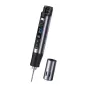 FNIRSI HS-03 Plus cordless soldering iron with digital display and detachable tip, accompanied by a metallic storage case