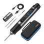 FNIRSI HS-03 Plus cordless soldering iron with USB‑C charging, replaceable 2600 mAh battery, digital display and ergonomic grip, shown with extra tips, screwdriver, USB cable and zippered storage case