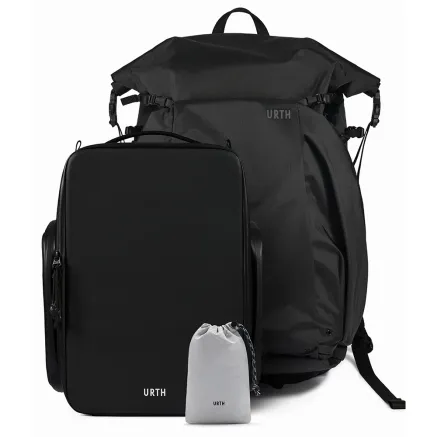 Urth Helios Outdoor Backpack 40L (Onyx) + Core Camera Cube L + Stratus Rain 