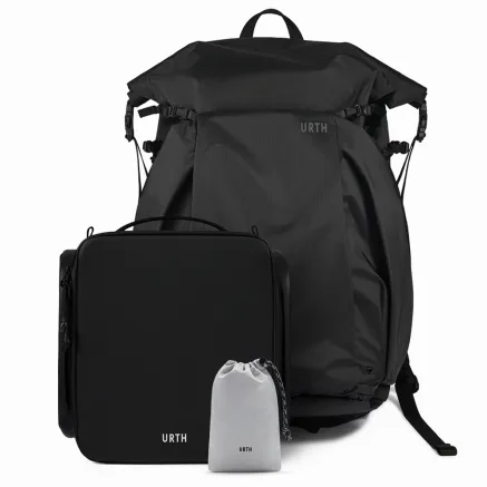 Urth Helios Outdoor Backpack 40L (Onyx) + Core Camera Cube M + Stratus Rain 