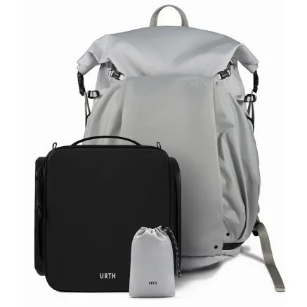 Urth Helios Outdoor Backpack 40L (Stone) + Core Camera Cube M + Stratus Rain 