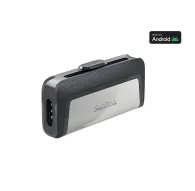 SanDisk Ultra Dual Drive USB‑C 32 ГБ флеш‑накопитель с черной текстурированной задней панелью, полированной серебряной лицевой панелью с логотипом SanDisk, виден USB‑C разъём и значок совместимости с AndroidSanDisk Ultra Dual Drive USB‑C 32 ГБ флеш‑накопитель с черной текстурированной задней панелью, полированной серебряной лицевой панелью с логотипом SanDisk, виден USB‑C разъём и значок совместимости с Android