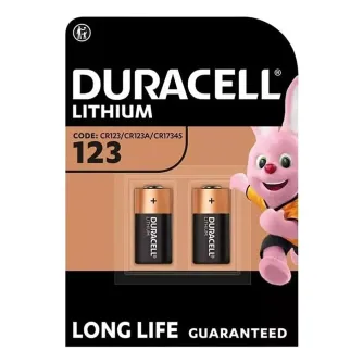 Duracell CR123A Lithium Battery 3V 1400mAh Pack of 2
