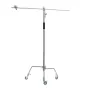 Caruba C Stand ar boom roku un riteņiem LS 9W – izturīgs regulējams statīvs ar 100 cm boom roku un zilu riteņu, ideāli piemērots elastīgai apgaismojuma izvietošanai filmu un video uzņemšanā.