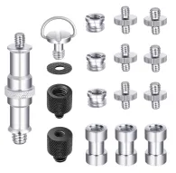 Neewer 16-dalīgo metāla statīva skrūvju adapteru komplekts ar 1/4" un 3/8" vītnes konvertoriem, D-ritenīša skrūve un antisklīdošā paliktnis kameru aksesuāriemNeewer 16-dalīgo metāla statīva skrūvju adapteru komplekts ar 1/4" un 3/8" vītnes konvertoriem, D-ritenīša skrūve un antisklīdošā paliktnis kameru aksesuāriem