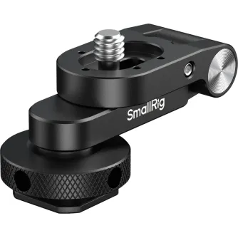 SmallRig 6323 складываемая поддержка монитора с бесступенчатой демпфировкой, углом наклона до 270°, резьба 1/4"-20 и холодная обувная планка, черный анодированный алюминий, текстурированная база с отверстиями, серебряная регулир