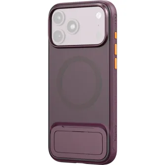 SmallRig Dark Cherry FlipLoop kāse iPhone 18 Pro/17 Pro ar magnetiskā iekrāšanas laukā un oranžiem pogašu burtu
