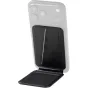 SmallRig 6731 Megasafe Wallet Stand Black attached to a white smartphone, open to show mesh pocket and card slot, compact magnetic phone stand for travel and everyday carry.