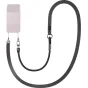 SmallRig 6732 BS‑S1 black 2‑in‑1 shoulder strap for smartphones, with wide leather strap and thin lanyard with metal clips, attached to a pink phone case