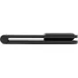 Peak Design Mobile Wireless Charging Stand Qi2 ceļa skats, melnais anodizētais aluments ar ķērspju, silikona pamatne un Qi2 bezdrošinājumu līdz 15 W.