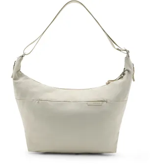 Peak Design City Crescent 12L shoulder bag in moon color with ergonomic crescent shape, adjustable strap, front zippered pocket and weather‑resistant recycled fabric.