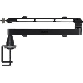 RØDE LPA1 niskās profilu studiju ramka ar stūdieni, melna metalā konstrukcija, 750 mm līdzekmes, 360° articulācija, tēcis pārslēgums un integruotas kabelu vadītājs līdz 2 kg līdzekmiem.