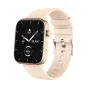 Zelta Colmi P71 smartwatch ar bežas svilšu joslā, ar 1,9‑inčes IPS HD ekrānu, kas parādītas temperatūra 102°F, pulss 089 BPM, soņas skaits 08926 un datums 08 JUN, izsaukot savu ģērmeņu un izsaukuma funkcionalitātes.