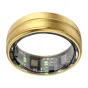 Zelta COLMi R06 smarta bāka ir 12. izmērs, ar zeltai zilā aluminiju bānu, atvērtā pēdējā puse par redzamiem internu skatņiem, Bluetooth 5.0, 5ATM ņemšanas rezistencija, sveikates un aktivitātes izskats, 3–5 dienu akuma.