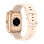 Zelta Colmi P81 smartwatch ar rozešu silikona joslām, atpakaļ redzami magnetiskās iekļaujotā kontaktu un sveicinātāju sensoru